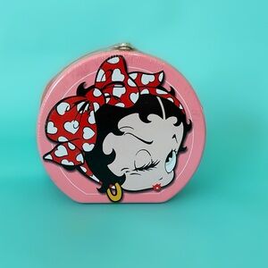 Vintage 90s Betty Boop candy tin purse deadstock sealed new pink collectors item